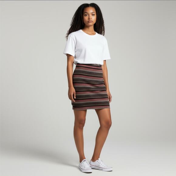 Free People Retro Stripe Stretchy Mini Skirt - Picture 9 of 9